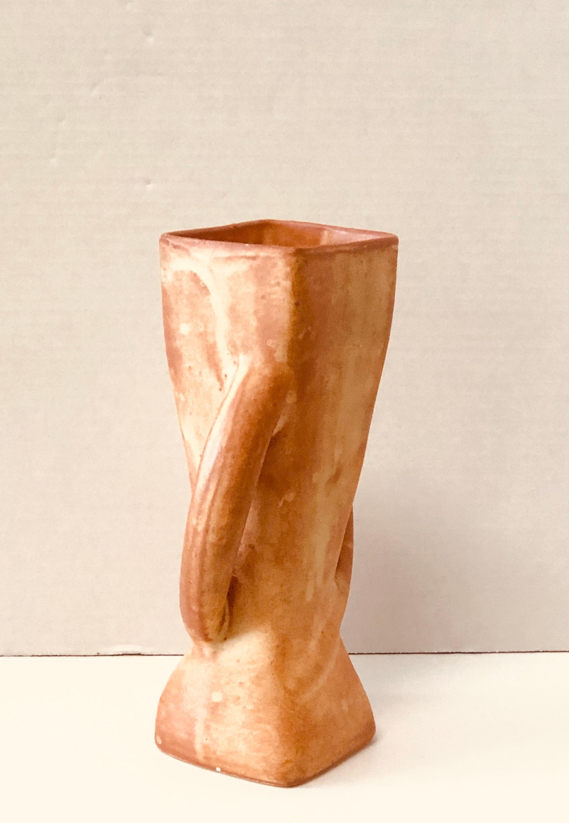 French mid century ceramic vase from a Vallauris studio. Great form and organic finish, finished on the inside as well. Tiny fleck on top edge, tiny fleck on bottom edge.