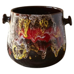 Vallauris Französisch glasiert Übertopf mit Griffen, 1950-60er Jahre