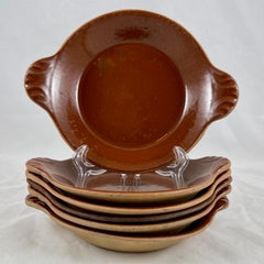 Vallauris French Treacle Glaze Rustic Pottery Au Gratin Dishes, S/6