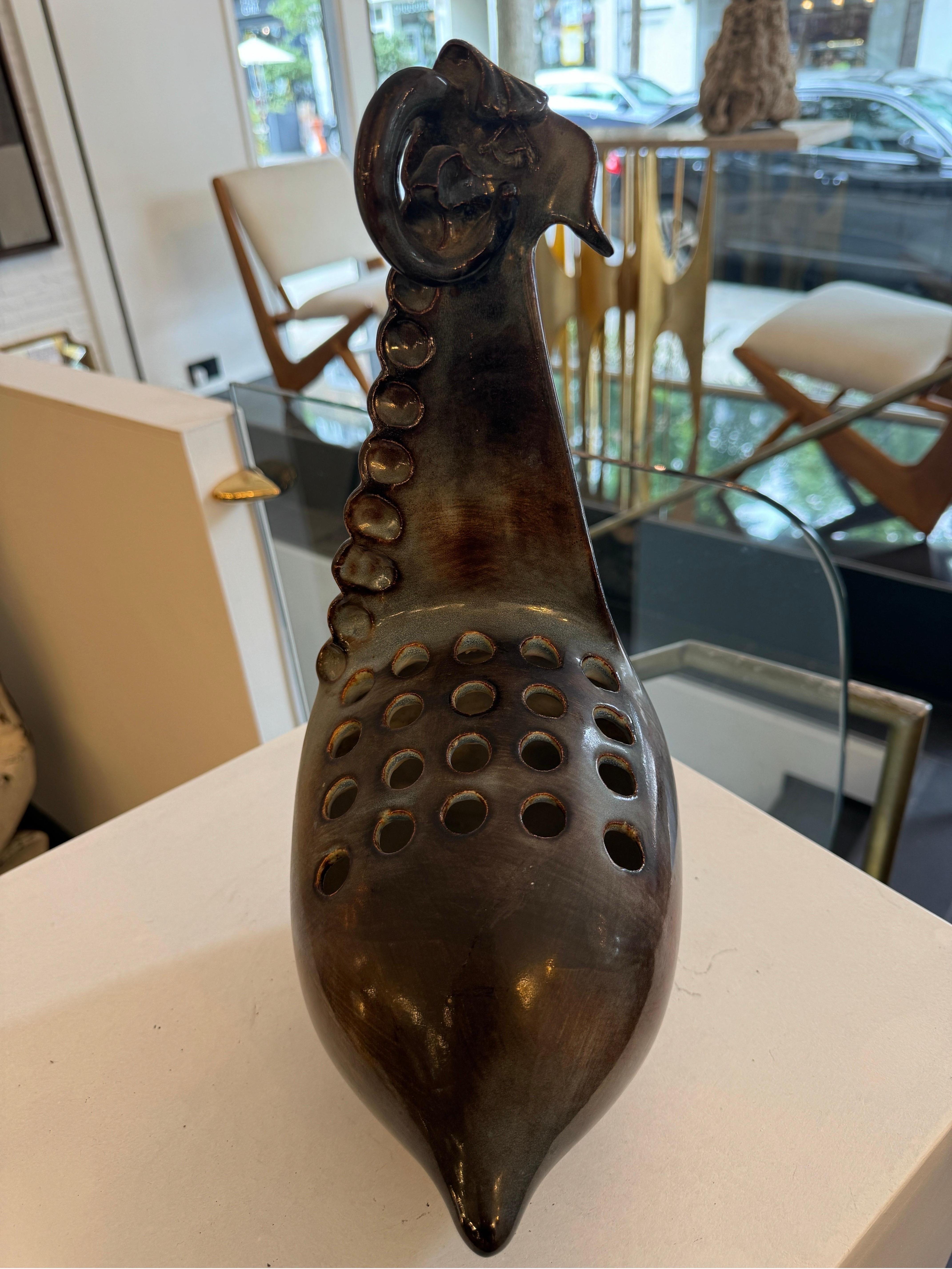 Ceramic sculpture of a Ram with twenty holes to accommodate single stem flowers 
Vallauris 
C1960s 
France 