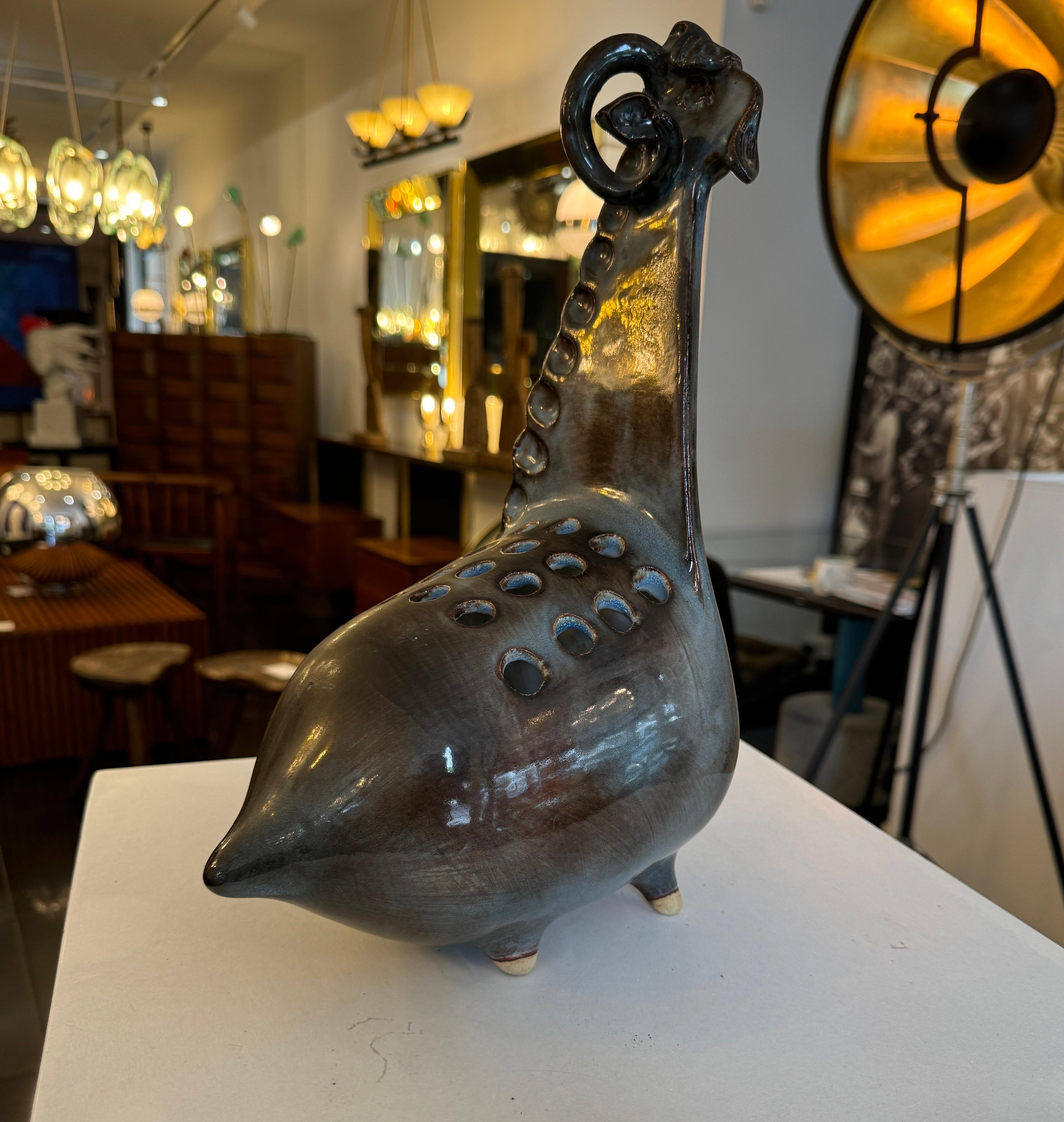 Vallauris glazed ceramic Ram/vase sculpture In Excellent Condition For Sale In London, GB