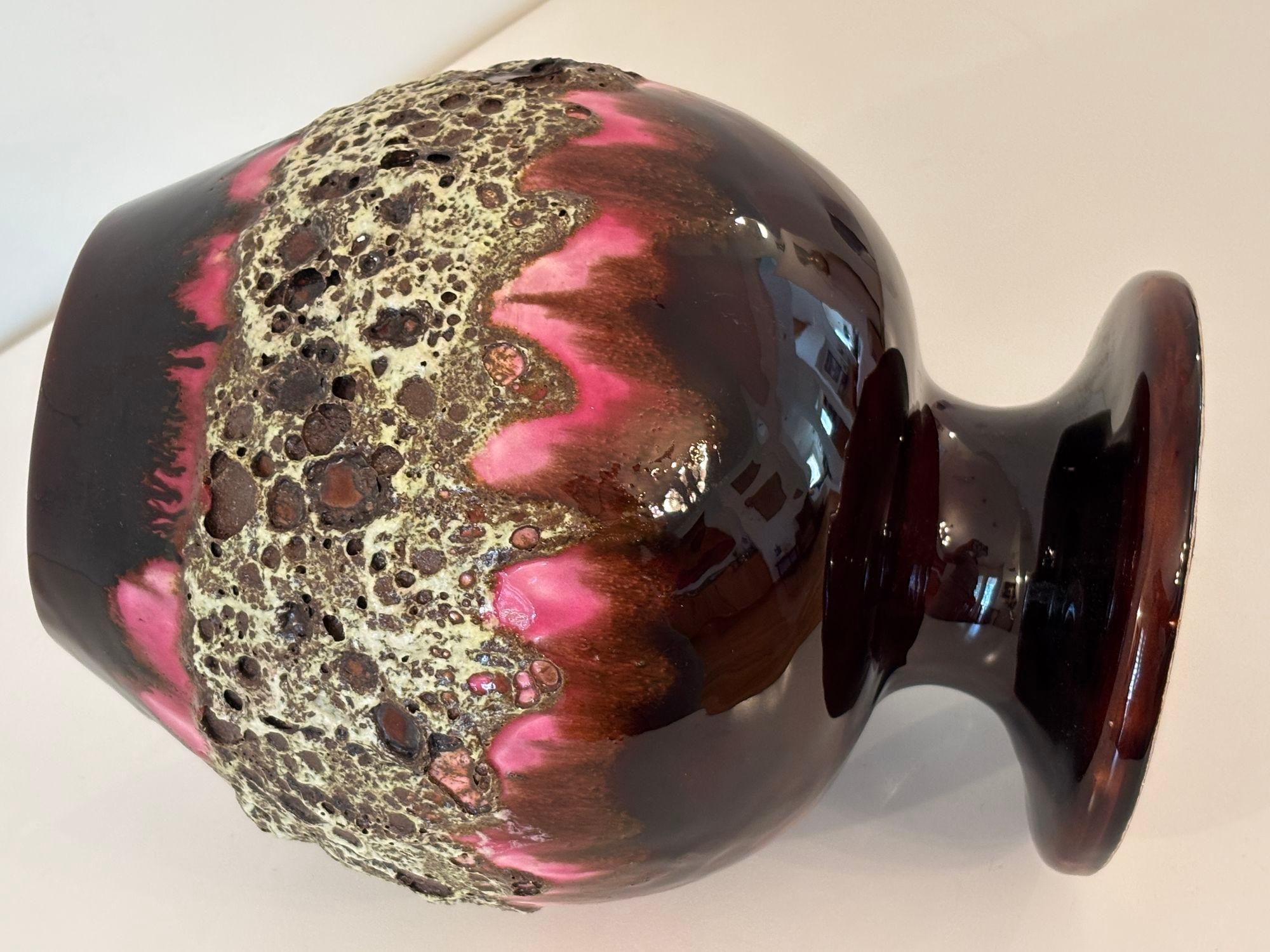 20th Century Vallauris Large Ceramic Fat Lava Footed Vase 1950s Charles Cart Style For Sale