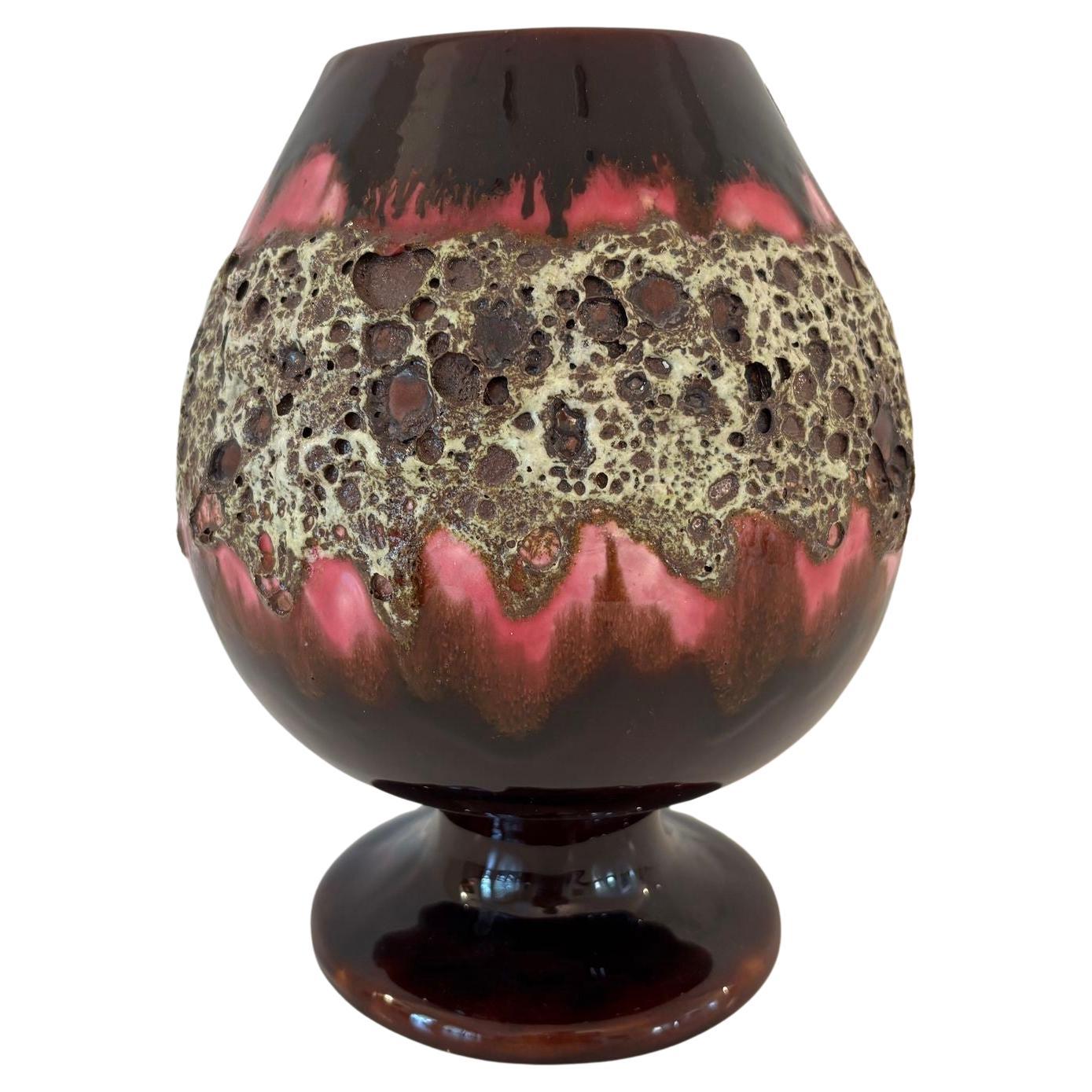 Vallauris Large Ceramic Fat Lava Footed Vase 1950s Charles Cart Style