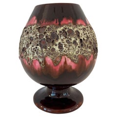 Vallauris Large Ceramic Fat Lava Footed Vase 1950s Charles Cart Style