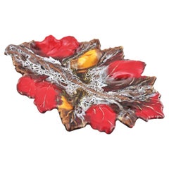 Vallauris AM in ceramica maiolica, piatto da portata/centrotavola extra large a forma di foglie