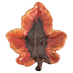 Vallauris Majolica Ceramic Large Leaf Platter / Centerpiece, 1950s