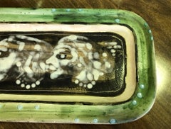 Vallauris Midcentury Ceramic Pottery Tray Dish in the Manner of Picasso, 1954