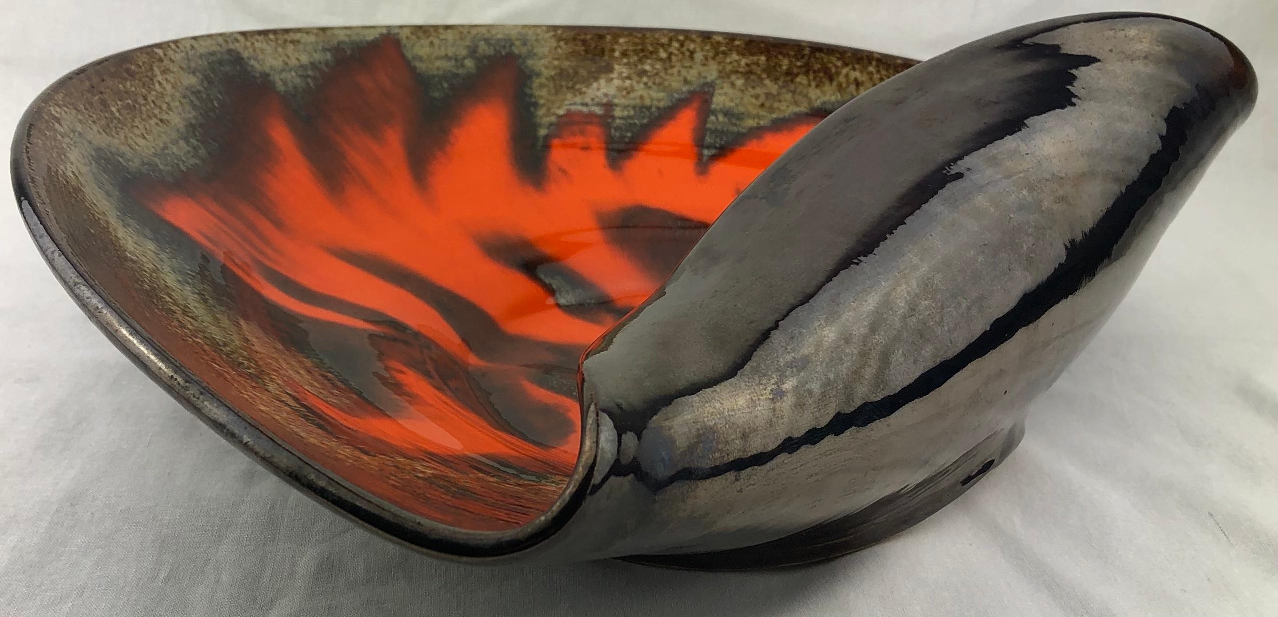 Mid-Century Modern Vallauris Midcentury Ceramic Sculpted Ceramic Bowl Manner Gilbert Valentin For Sale