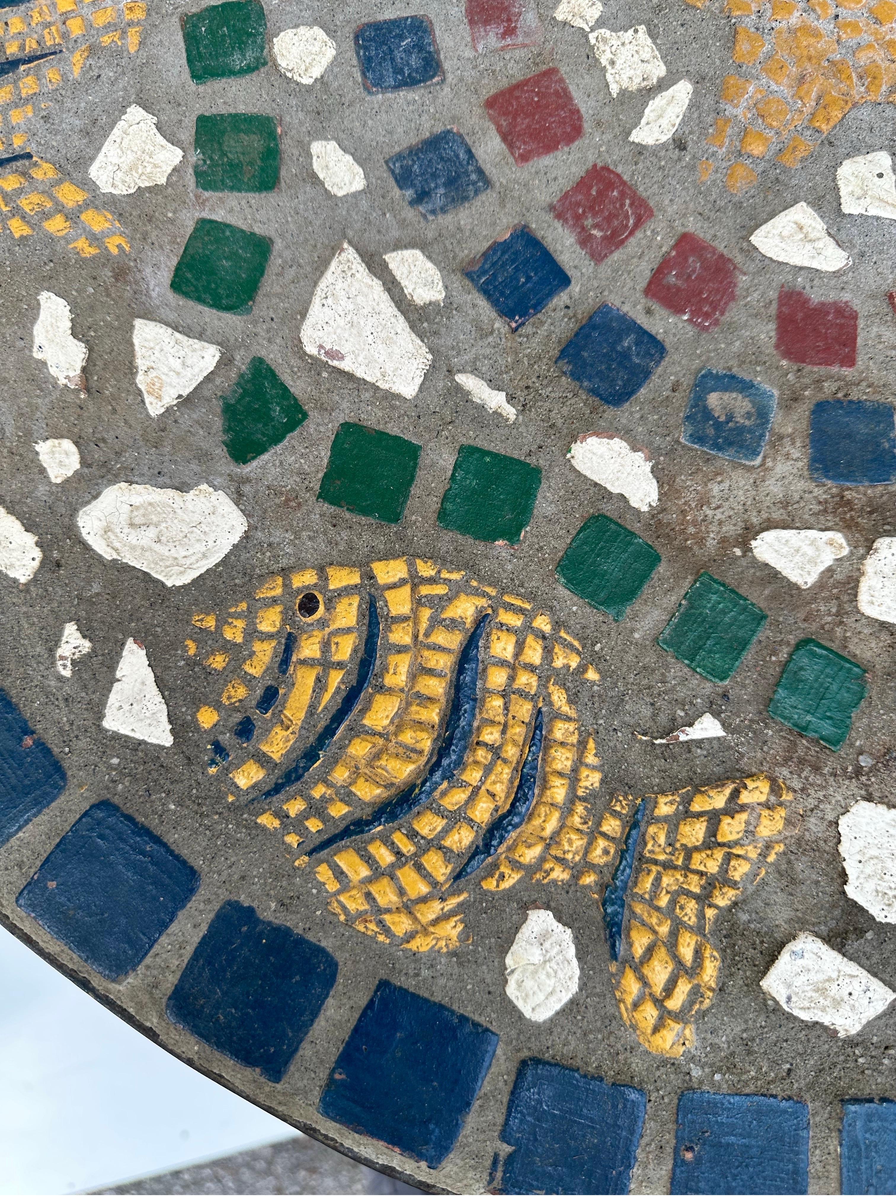 Vallauris mosaic and wrought iron round side table 2