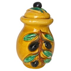 Vallauris Ocher earthenware olive pot France 1970 Yellow Color