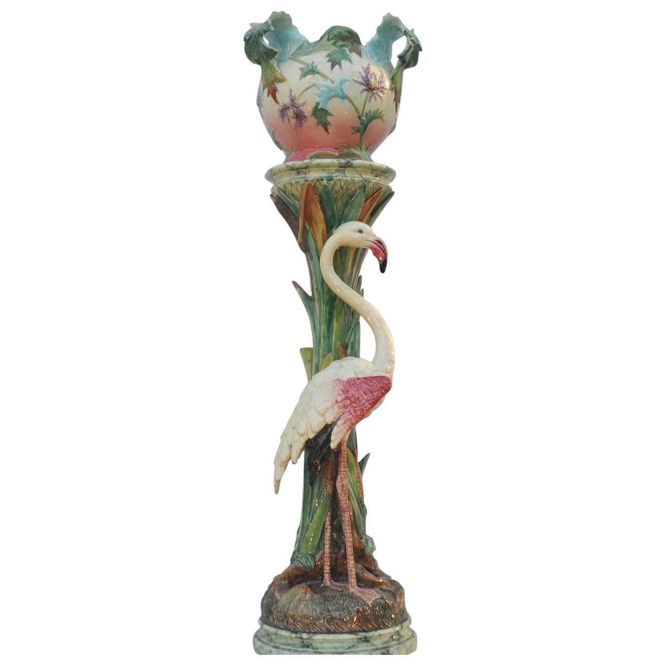 Vallauris Planter on Stand Signed Delphyn Massier, circa 1900 For Sale