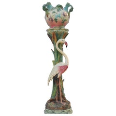 Vallauris Planter on Stand Signed Delphyn Massier, circa 1900