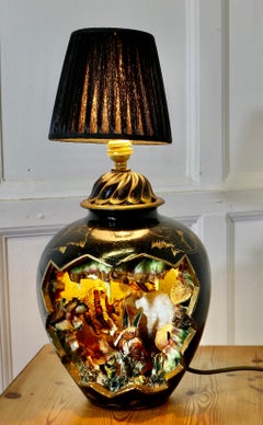 Vallauris Pottery Aquarium Lamp Signed Kérina Monaco  A Trompe l'oeil aquarium