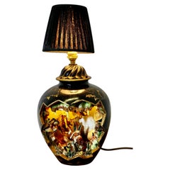 Lampada per acquario in ceramica Vallauris firmata Kérina Monaco  Un acquario Trompe l'Oeil