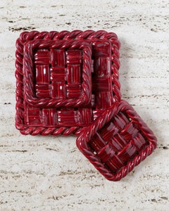 Vallauris Red Trivet and Coaster Set