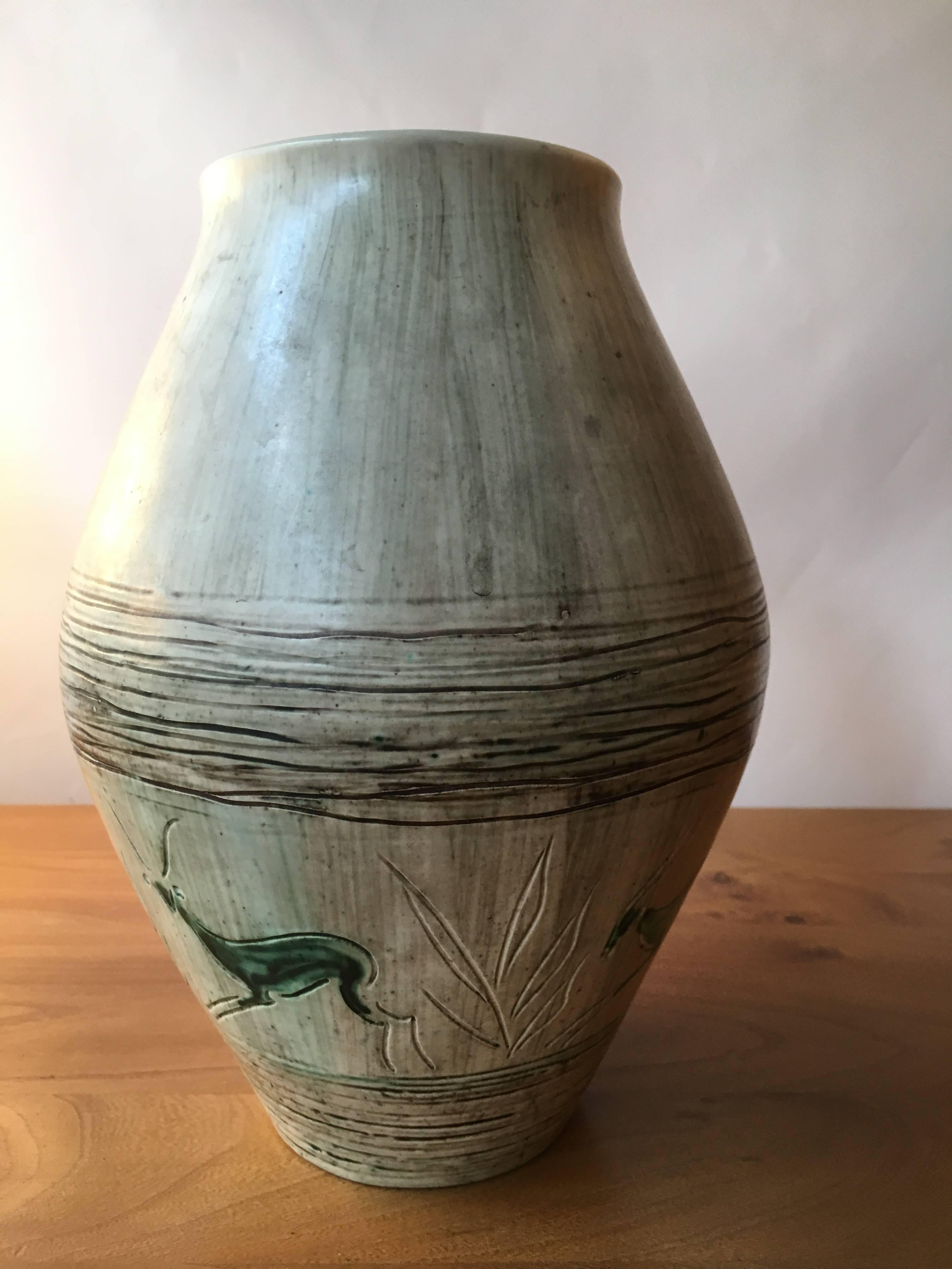Mid-Century Modern Vallauris Vase Signed by Yoal