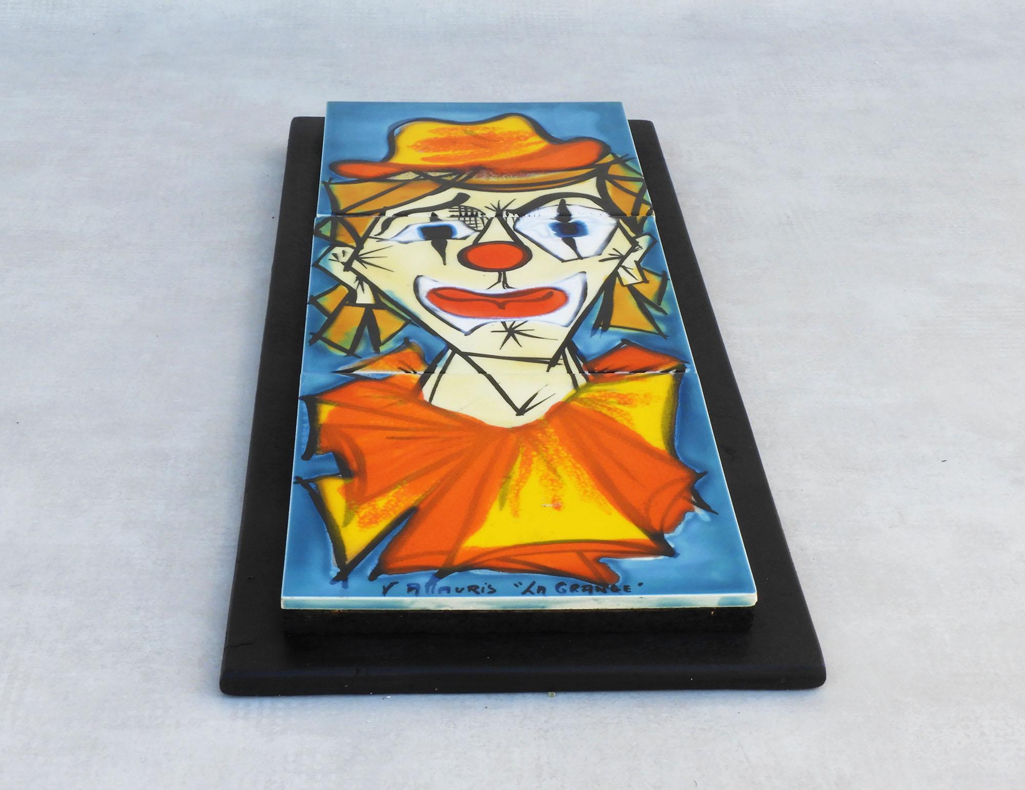 French Wall Art Panel ‘LE CLOWN’ by Artist La Grange for Vallauris C1960 FREE SHIPPING