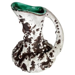Vallauris Weiße und grüne Vase, Frankreich, 1960