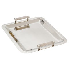 Valle Bar Large Silver Alpaca & Cream Onyx Stone Tray