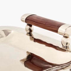 Valle Bar Vassoio medio in argento alpaca e pietra onice marrone