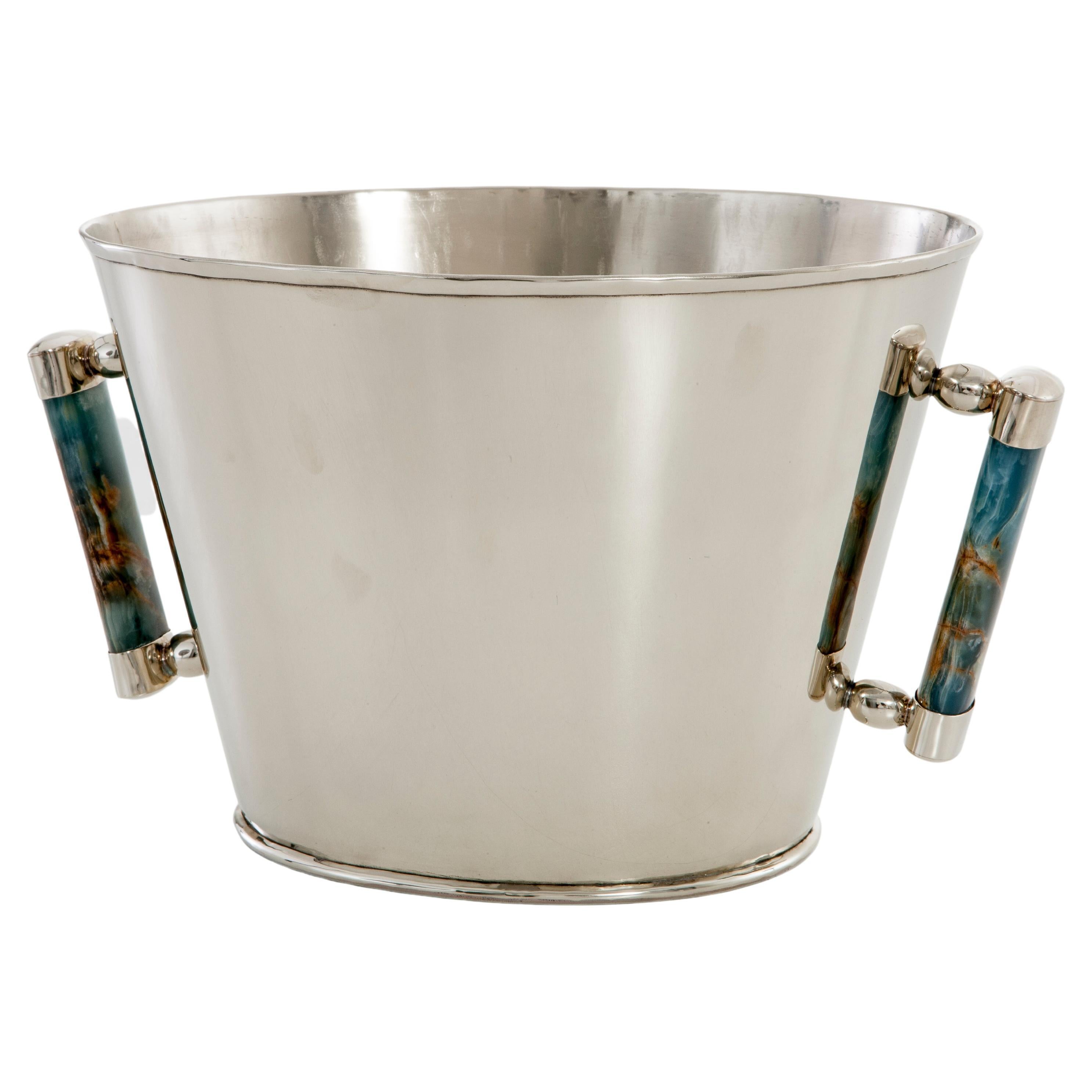 Valle Large Alpaca Silver & Blue Onyx Stone Champagne Bucket