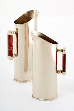 Valle Large Silver Alpaca & Bordeaux Onyx Stone Pitcher