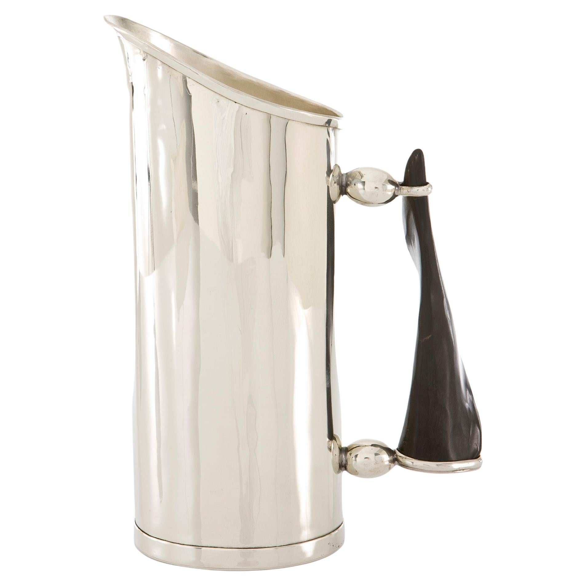 Valle Large Silver Alpaca & Horn Pitcher For Sale