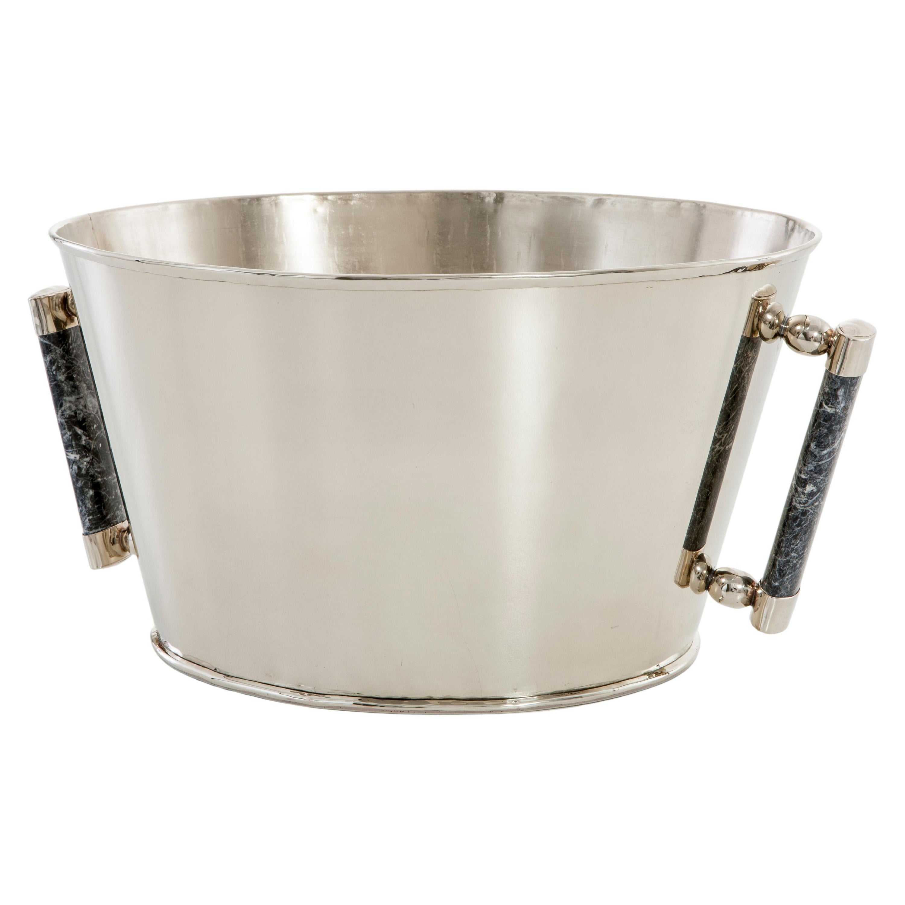 Valle Medium Silver Alpaca & Black Onyx Stone Bar Secchiello da Champagne