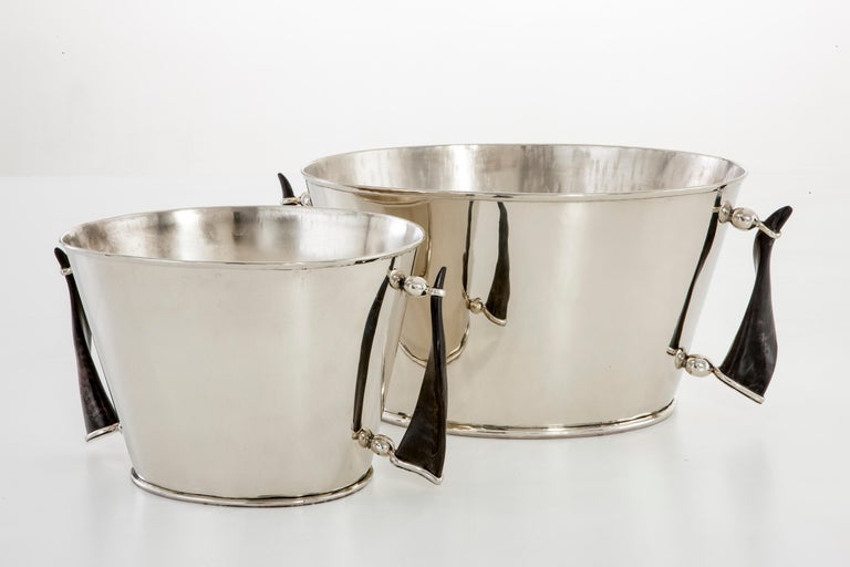 Valle Medium Silver Alpaca and Horn Bar Champagne Bucket For Sale at ...