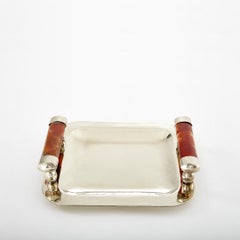 VALLE MINI Small Silver Alpaca & Brown Onyx Stone Tray