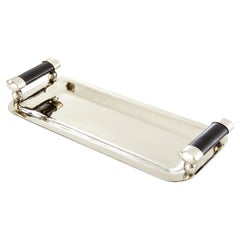 Valle Narrow Large Silver Alpaca & Black Onyx Stone Tray