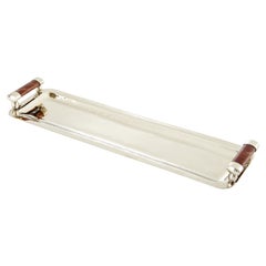 Valle Narrow Small Silver Alpaca & Brown Onyx Stone Tray
