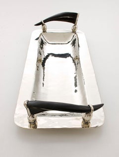Valle Small Rectangular Tray Silver Alpaca & Horn Tray