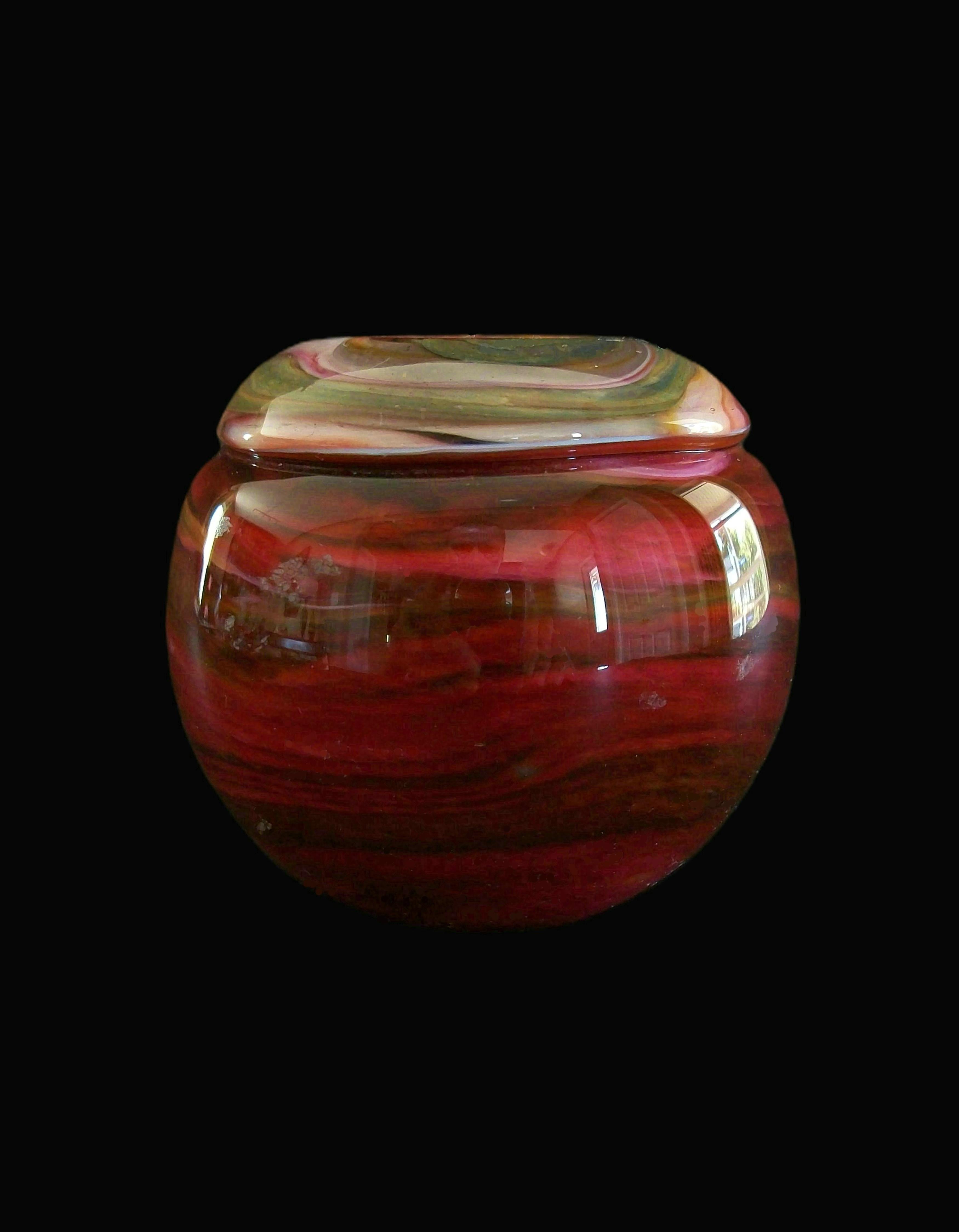 VALLETTA GLASS - Marmorierter Briefbeschwerer Vase/Kerzenhalter - Malta - CIRCA 2000 im Angebot 3