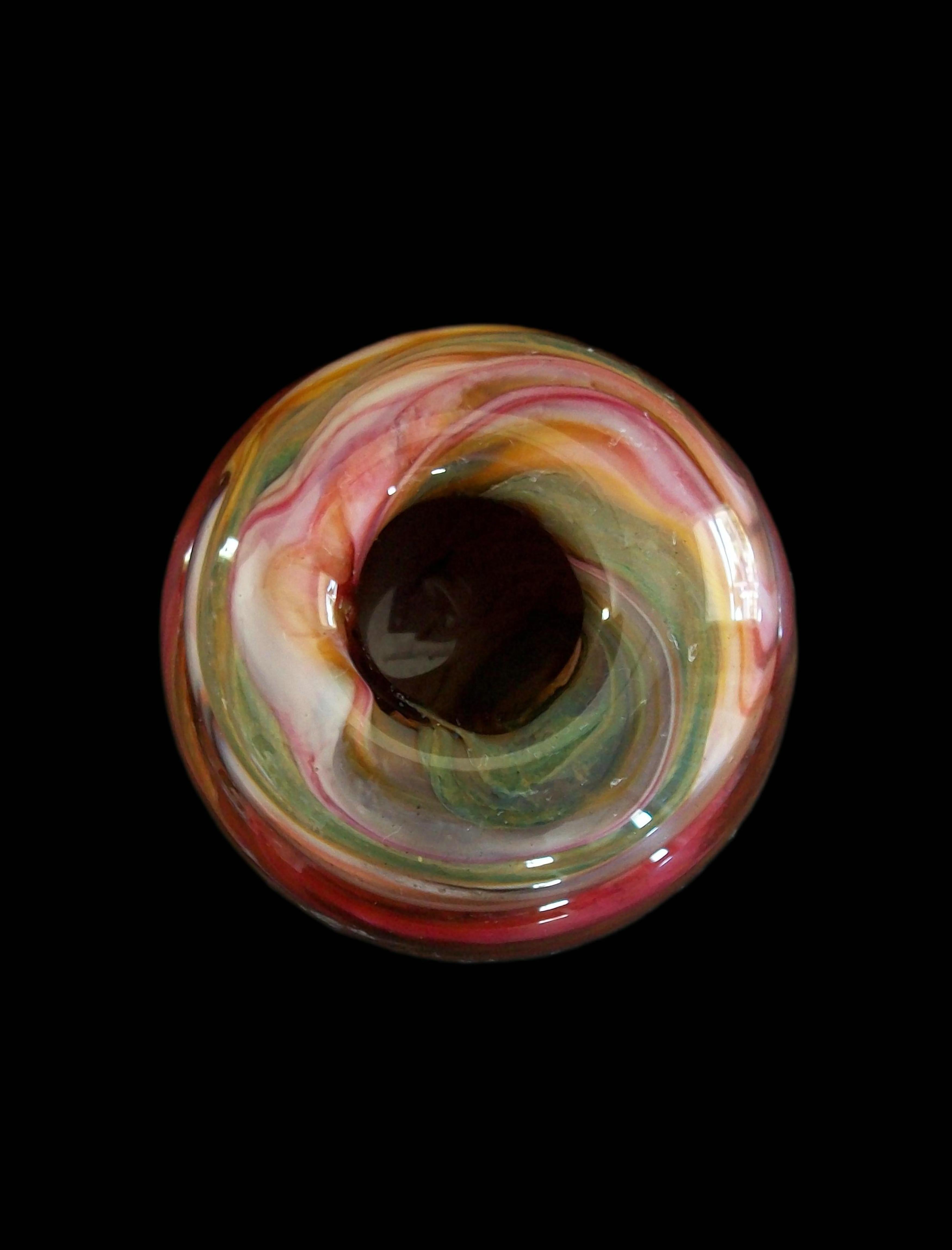 VALLETTA GLASS - Marmorierter Briefbeschwerer Vase/Kerzenhalter - Malta - CIRCA 2000 im Angebot 5