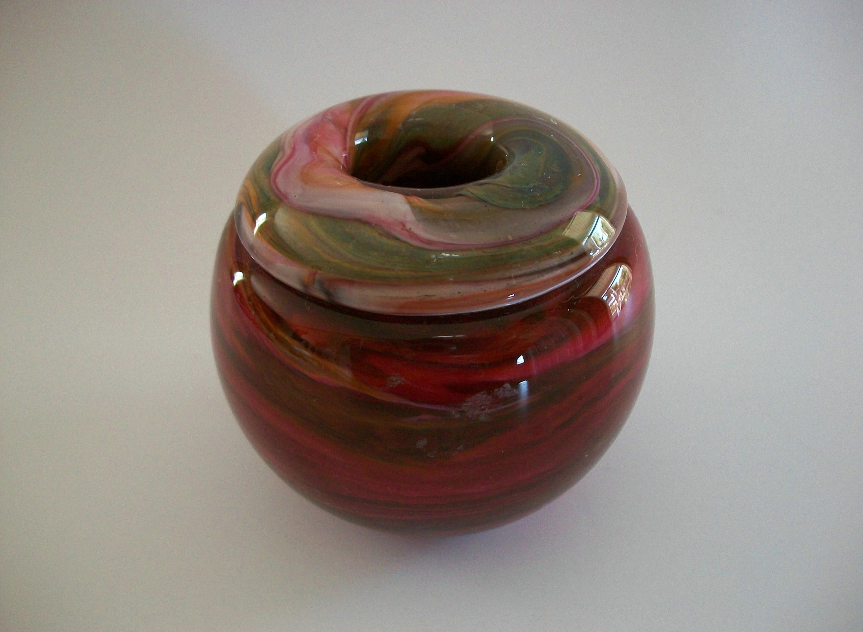 VALLETTA GLASS - Marmorierter Briefbeschwerer Vase/Kerzenhalter - Malta - CIRCA 2000 (Moderne) im Angebot