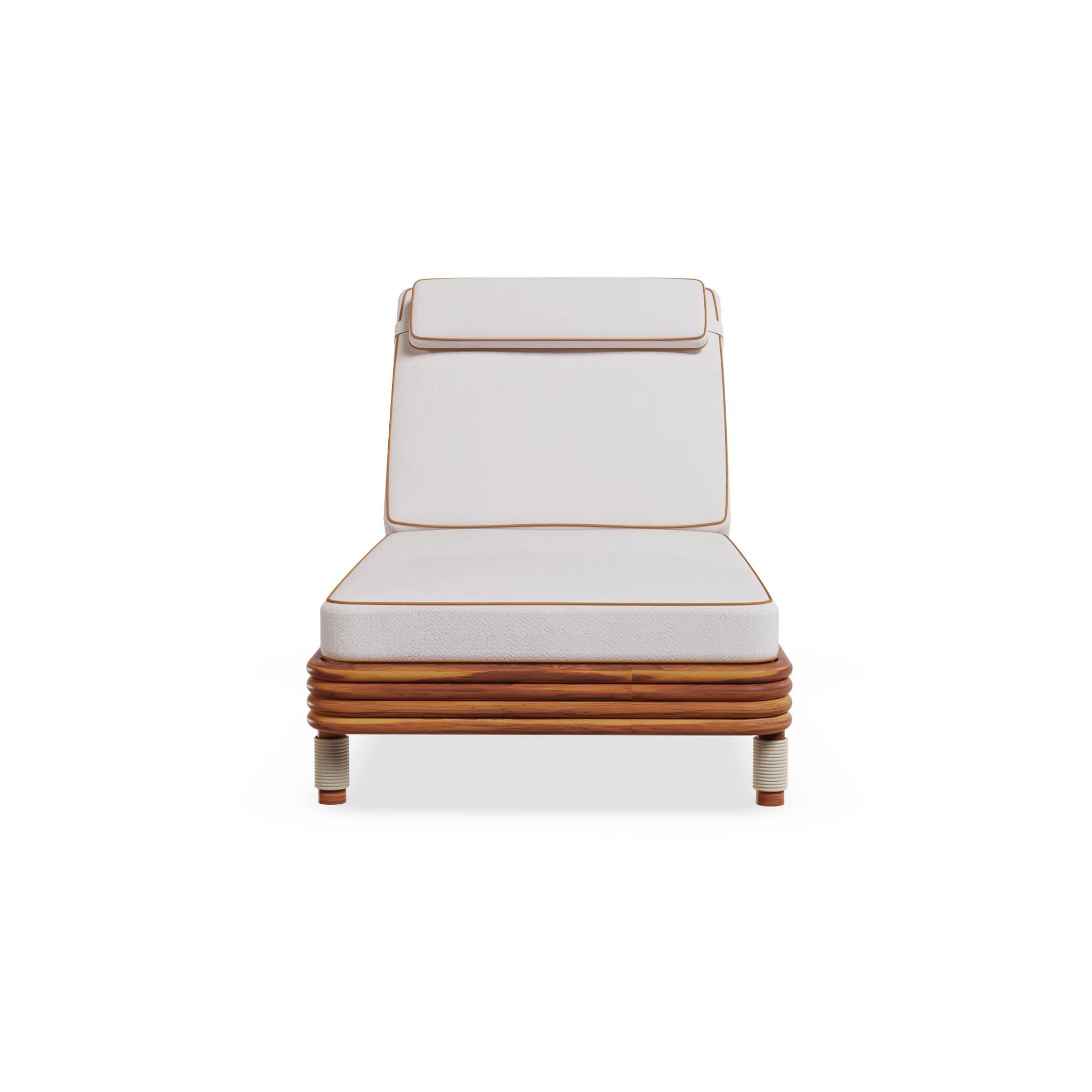 Organico moderno Lettino da esterno Valletta in Wood Wood Iroko con cuscini con pizzo in vendita