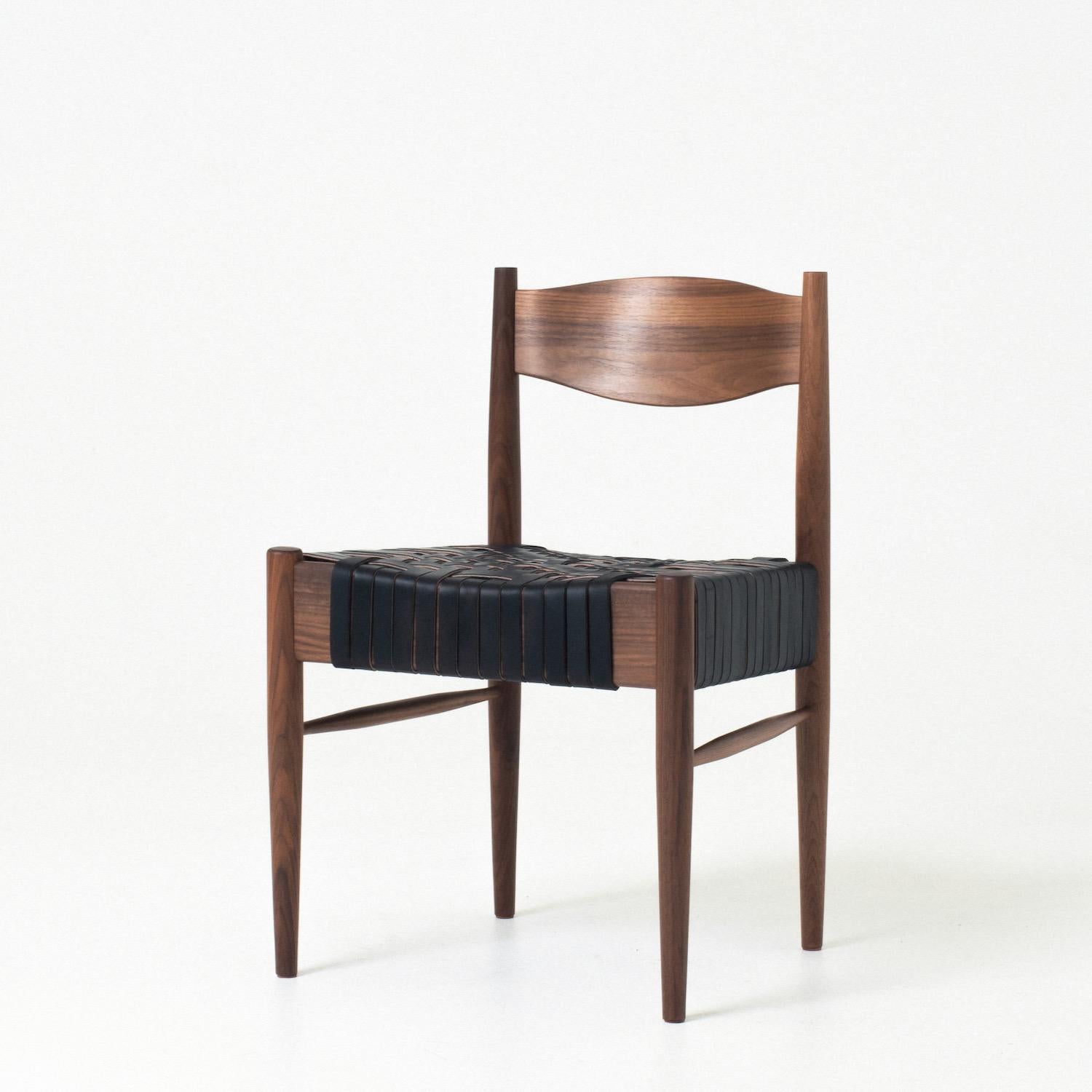 Valley Chair, moderner Cafe Chair aus Holz und Ledergeflecht, Valley Chair (Moderne) im Angebot