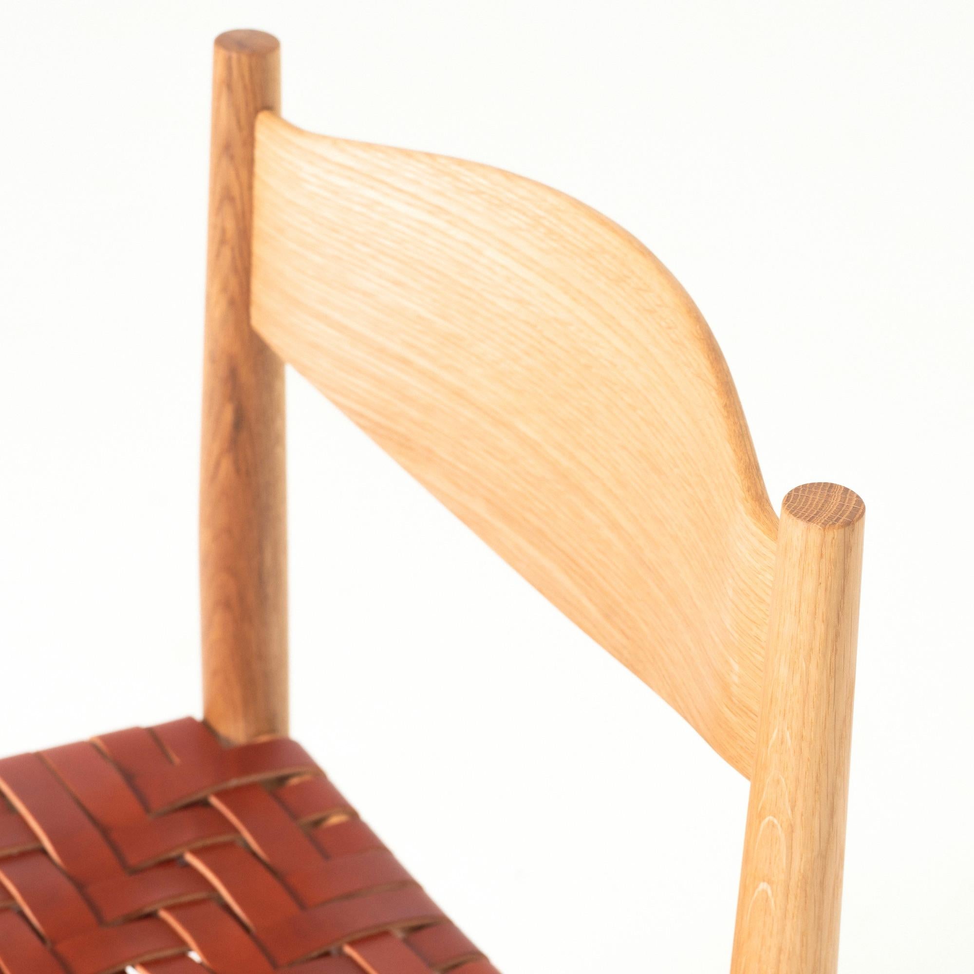 Valley Chair, moderner Cafe Chair aus Holz und Ledergeflecht, Valley Chair (amerikanisch) im Angebot