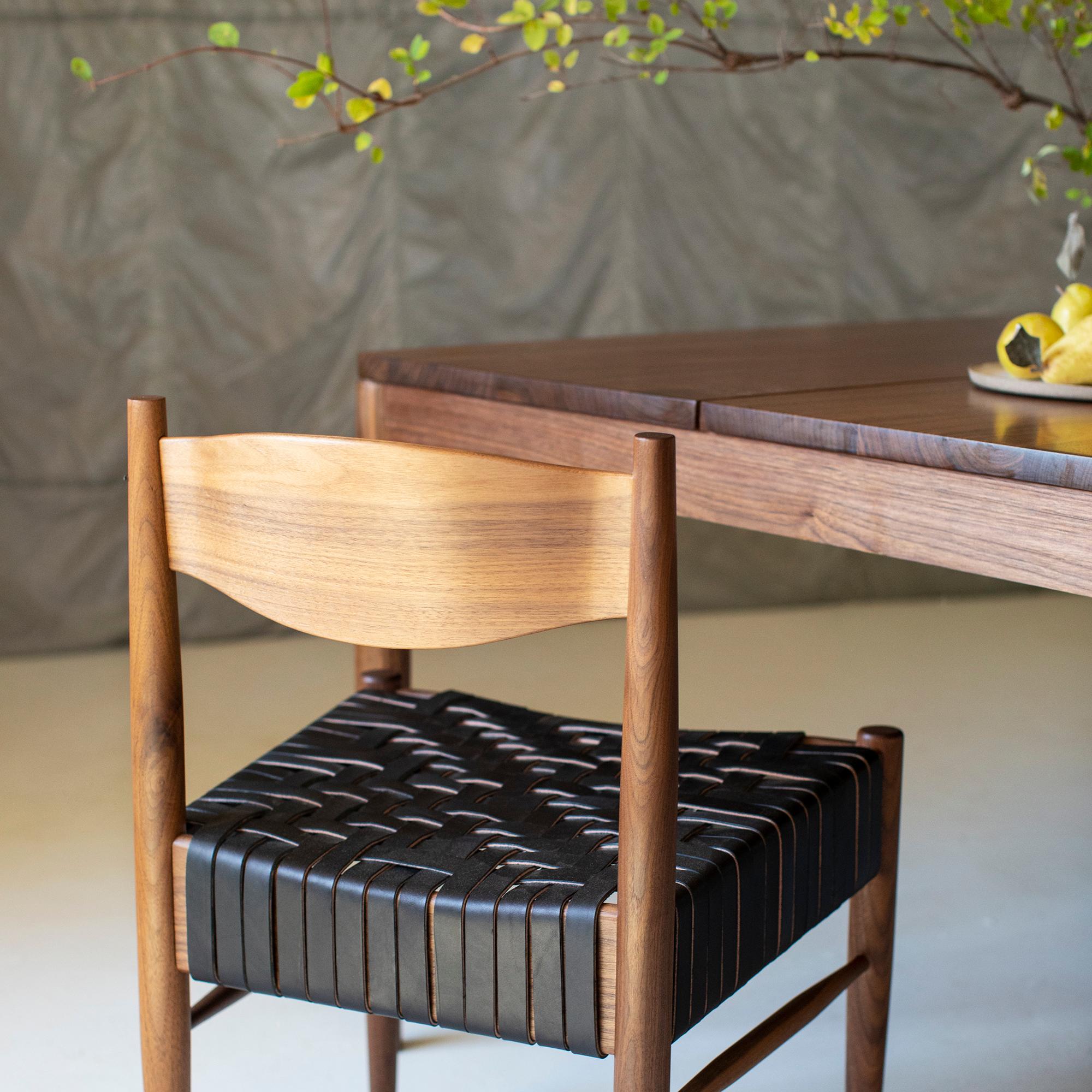 Cuir Chaise Valley moderne en bois et chaise de café tissée en cuir en vente