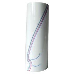 Vallien for Rörstrand Rainbow Porcelain Cylinder Vase, 1980s