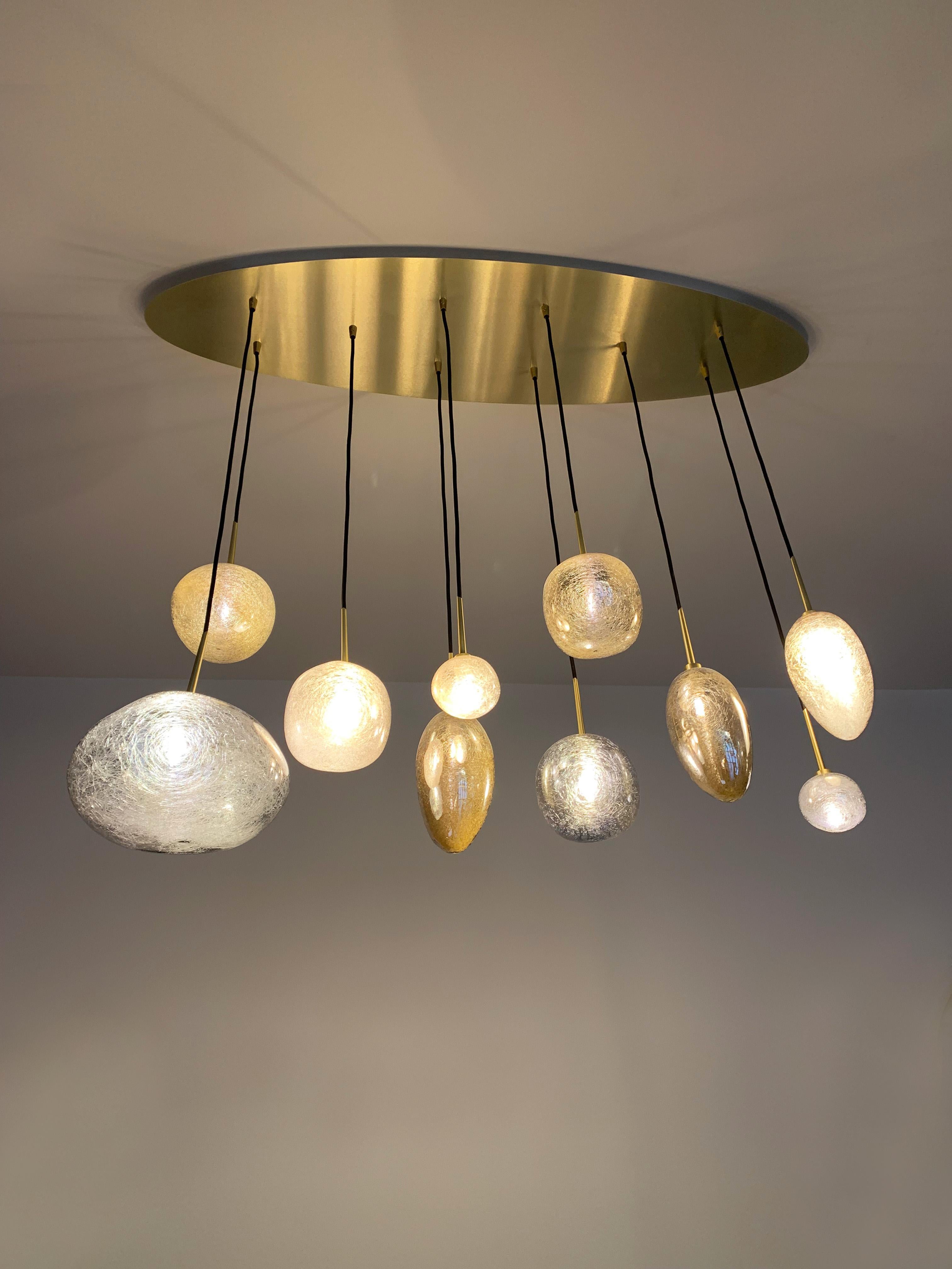 Contemporary Vallons Obscurs Mouth-Blown Glass Pendant Light For Sale