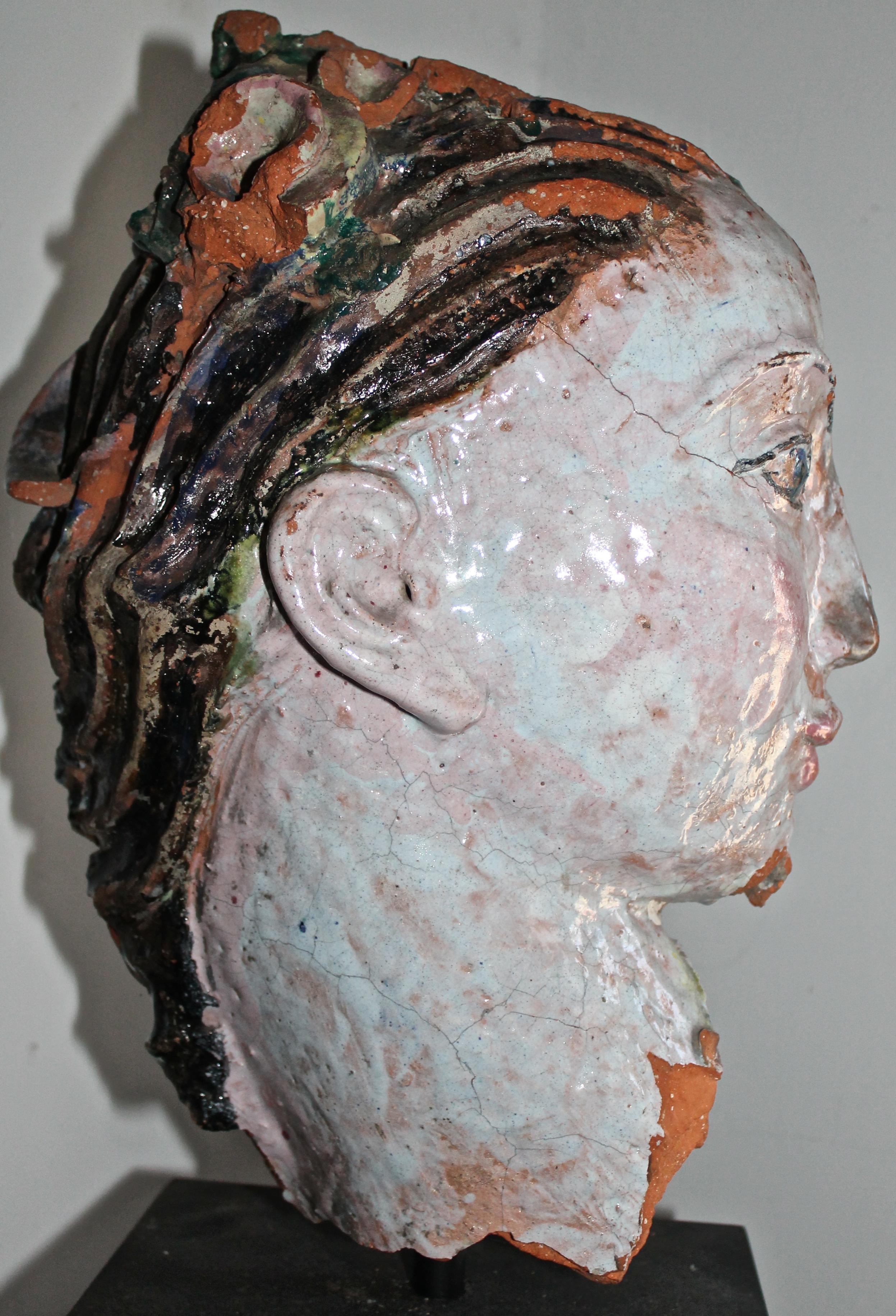 Hand-Crafted Vally Wieselthier Ceramic Head, Hand from Manhattan Wiener Werkstätte Showroom For Sale