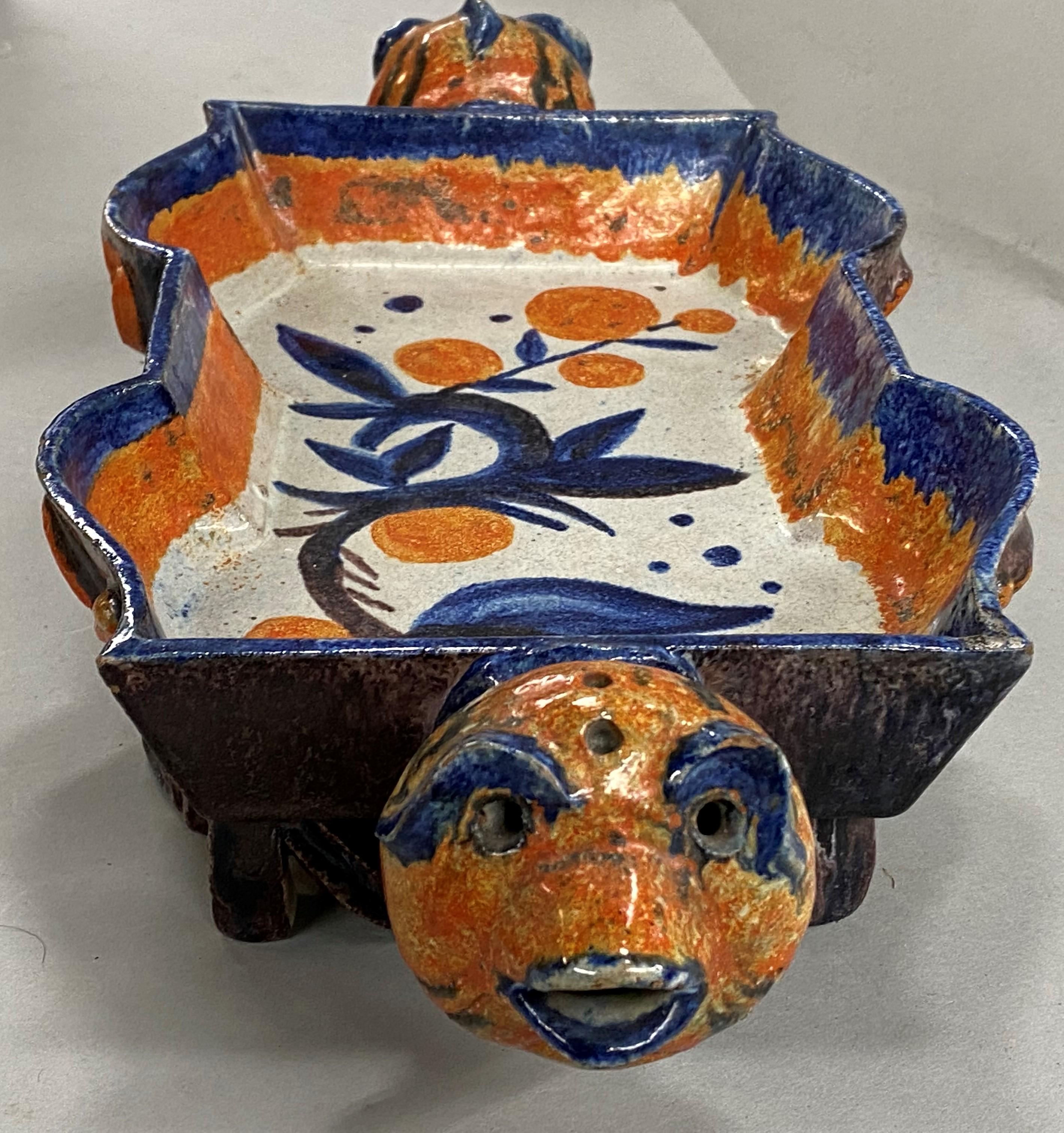 Polychrome Ceramic Centerpiece with Animal Head Handles - Vienna Secession Art by Vally Wieselthier