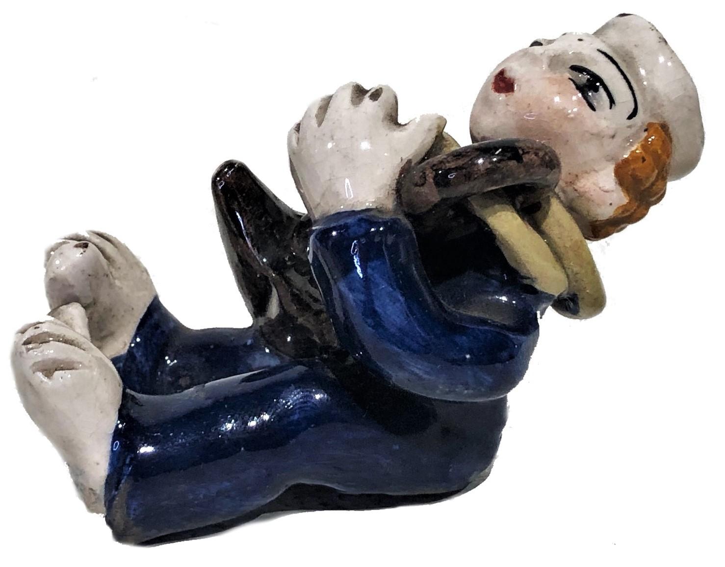 Italian Vally Wiethelthier, Drunken Sailor, Art Deco Art Ceramic Figurine, ca. 1925 For Sale