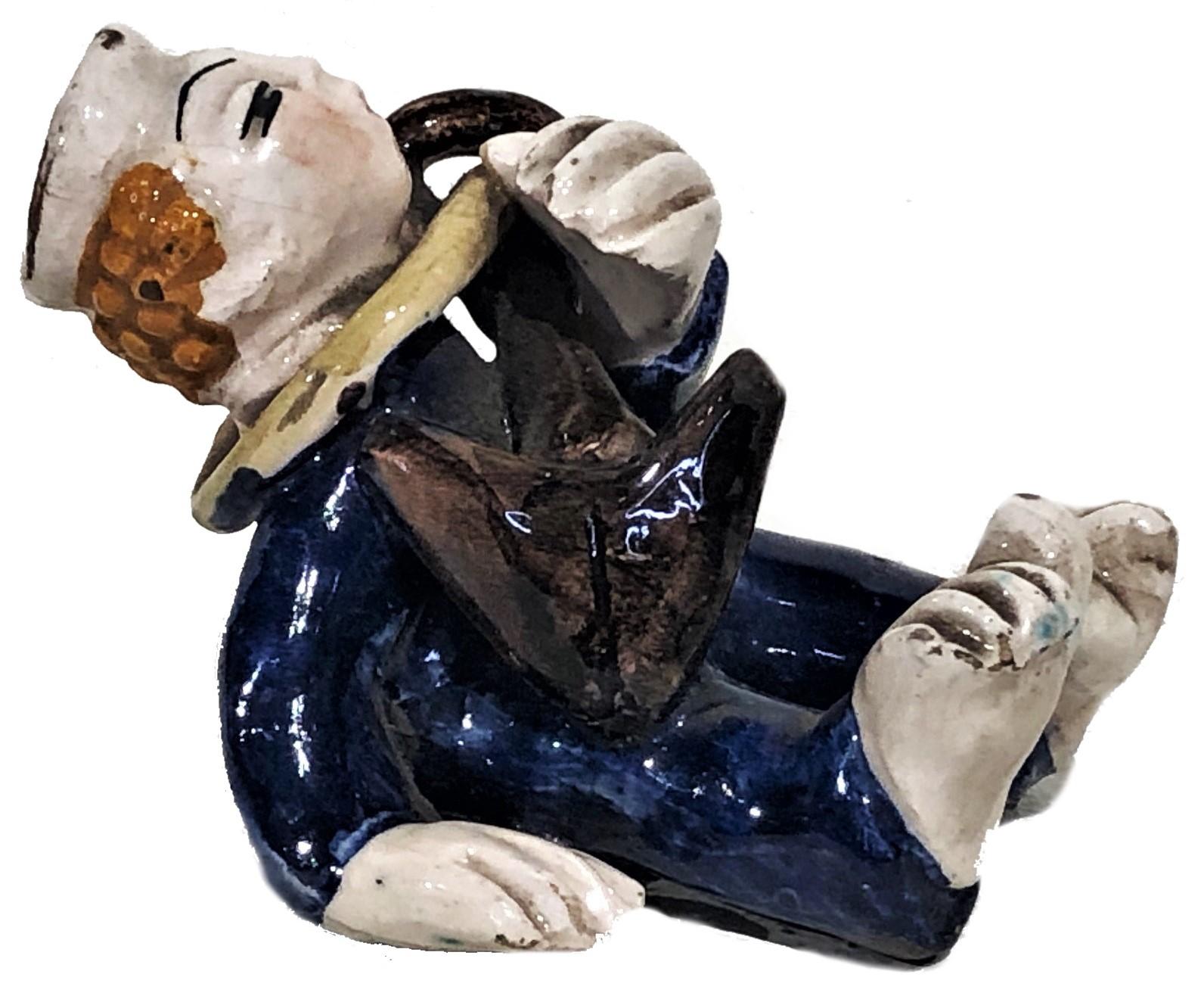 Fired Vally Wiethelthier, Drunken Sailor, Art Deco Art Ceramic Figurine, ca. 1925 For Sale