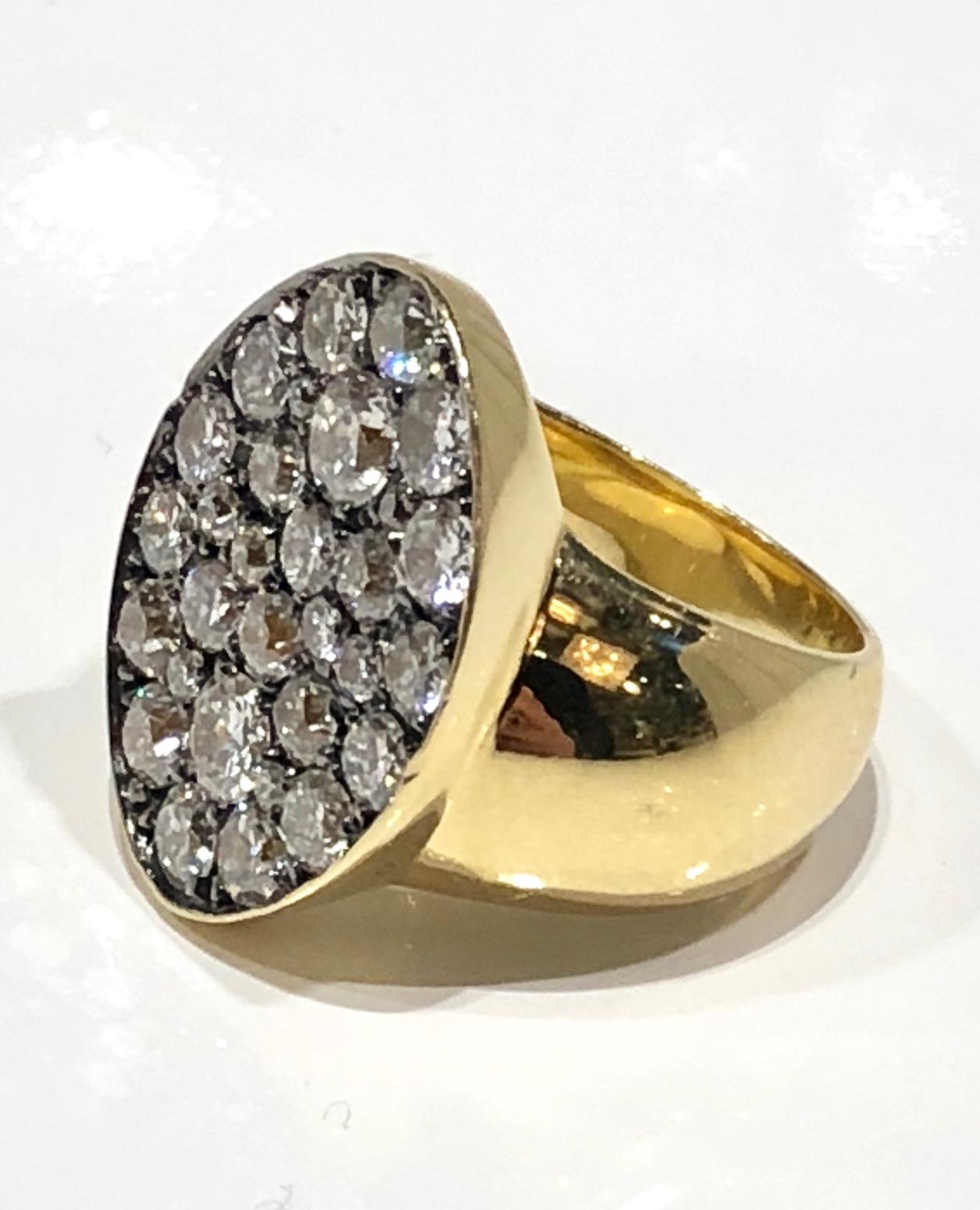 Unisex 18k yellow gold Signet Ring, sheild shape pave set old cut diamond face
Made by Martyn Lawrence Bullard
Can be made in rose or white gold, any size, lead time 4 weeks