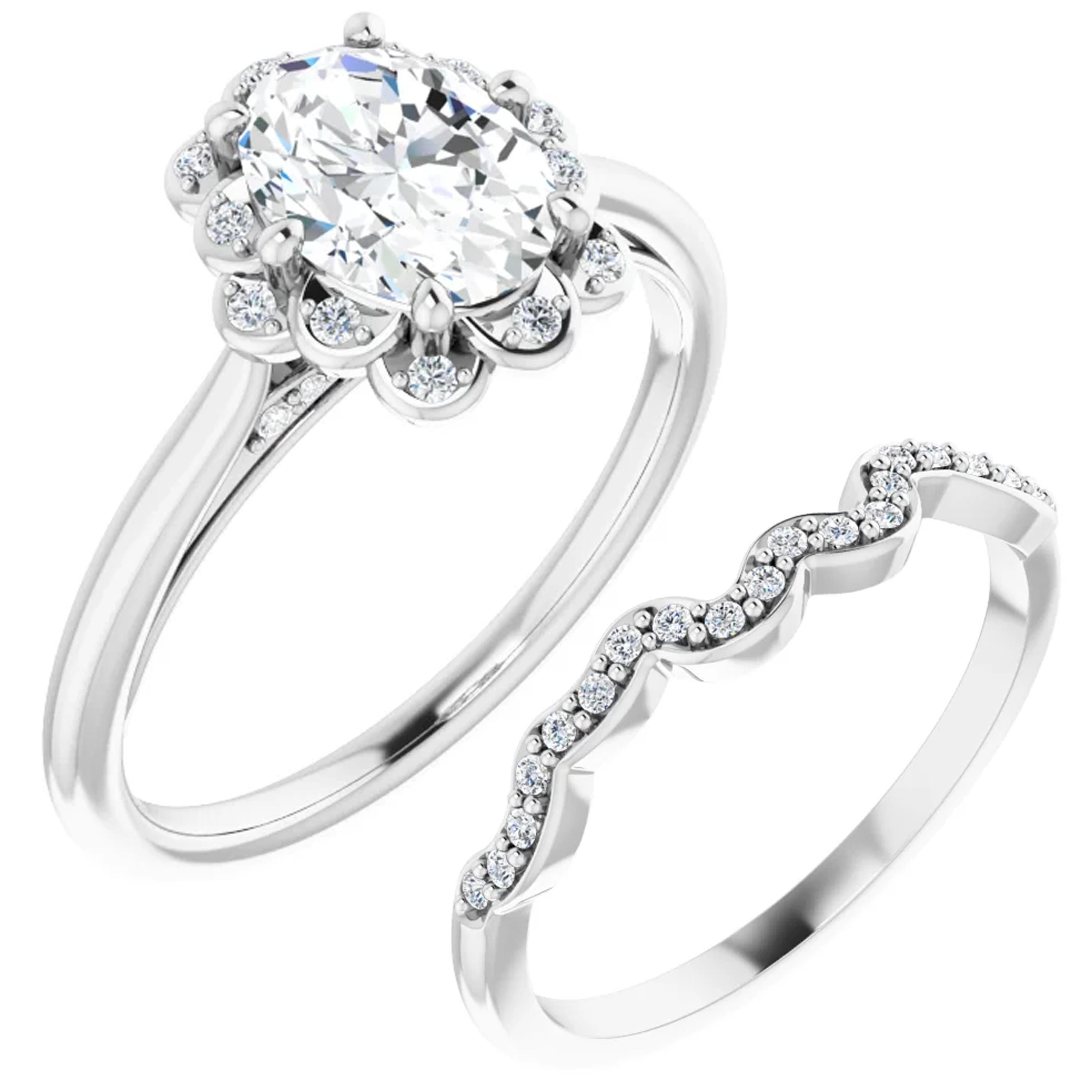 She is lucky you found her. Show your bride to be you are ready for everlasting commitment and loyalty when you propose with this Valorenna engagement ring. Dainty white diamonds full of life surround the halo and amplify the GIA certified center