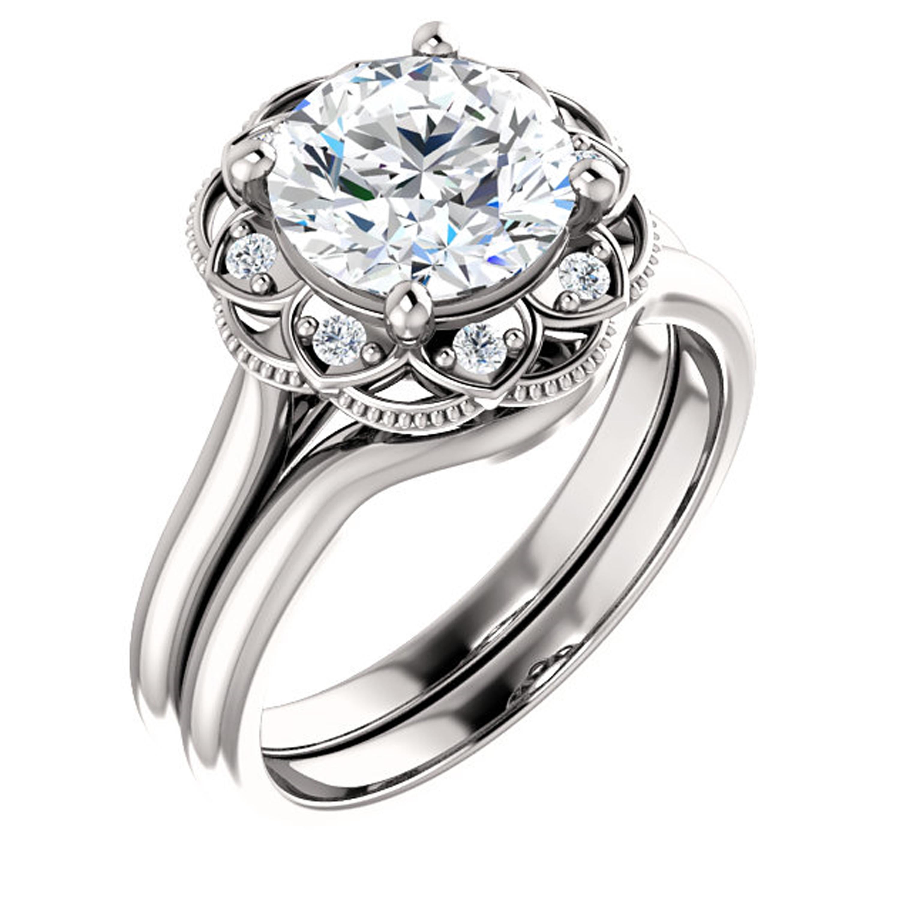 Round Cut Halo GIA Certified Round Brilliant Diamond Engagement Ring 14 Karat White Gold For Sale