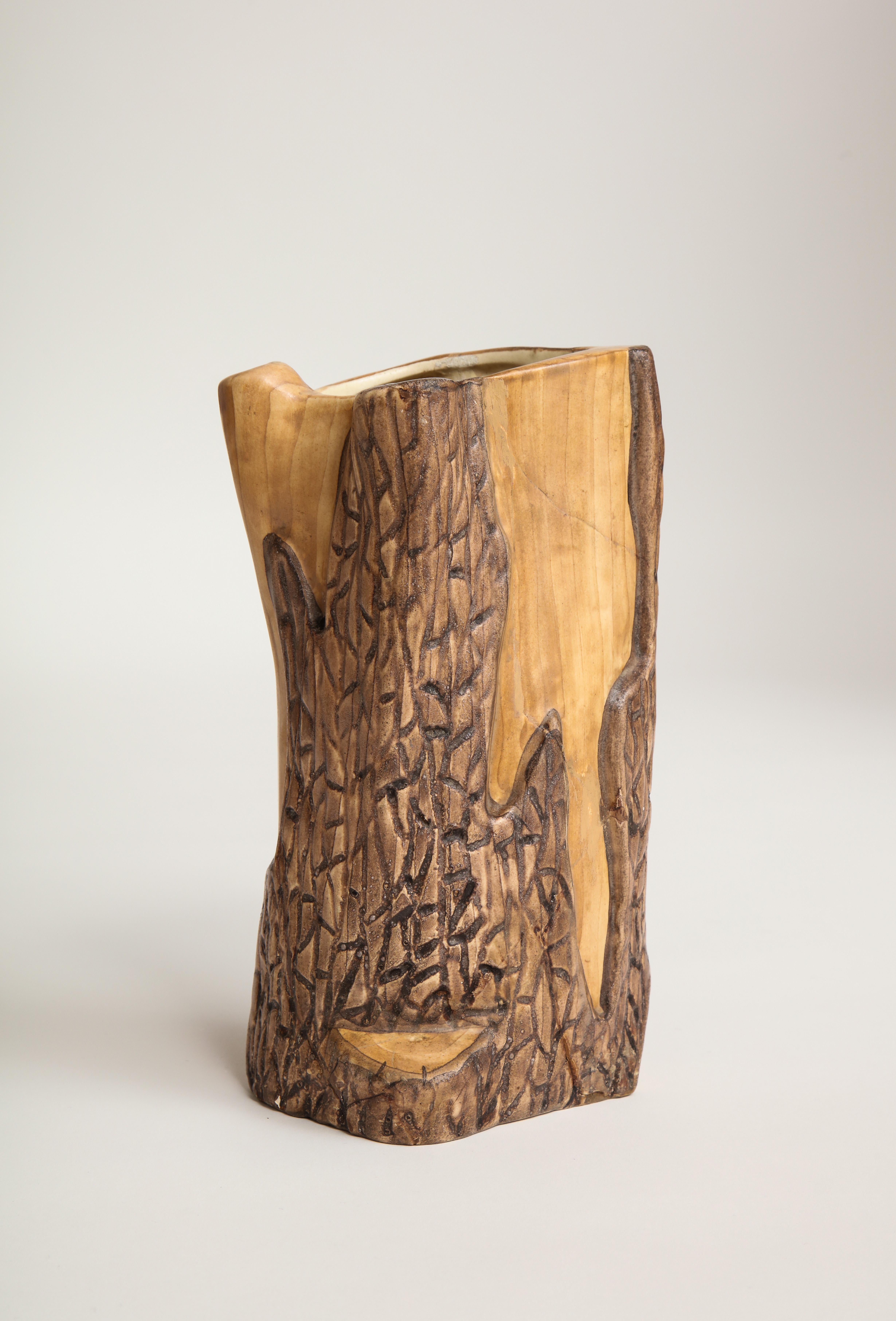 Vase valoreux en faux bois de Grandjean Jourdan Bon état - En vente à New York, NY